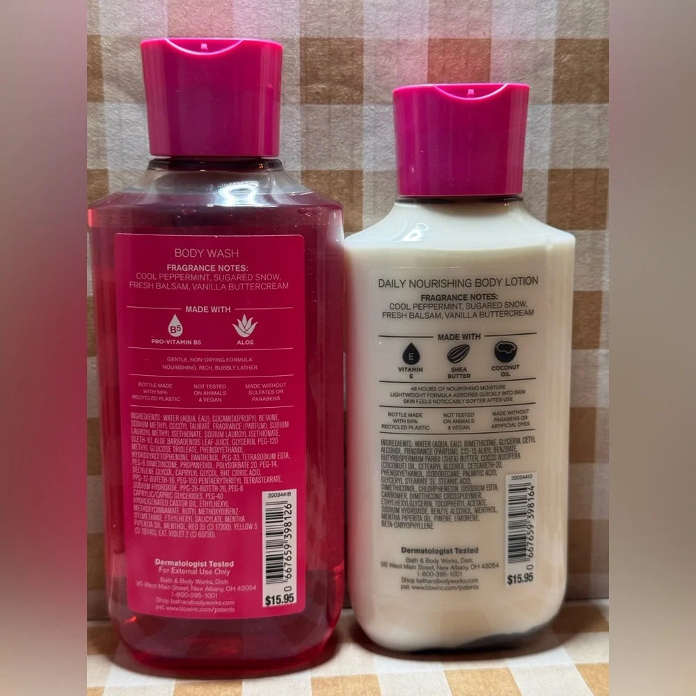 NEW B&BW Twisted Peppermint Body Lotion and Body Wash Set Full Size